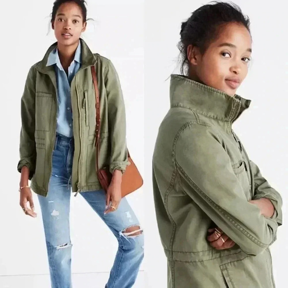 Madewell Jackets & Blazers - Madewell Surplus Olive Green Utility Jacket Cotton Coat Slouchy Casual XXS